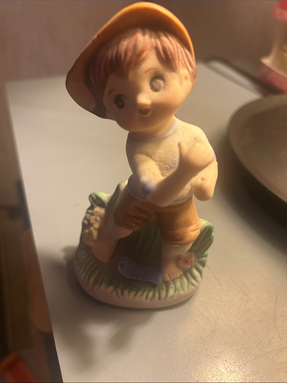 Hand-Painted Boy Figurine Toy - Brown and Beige
